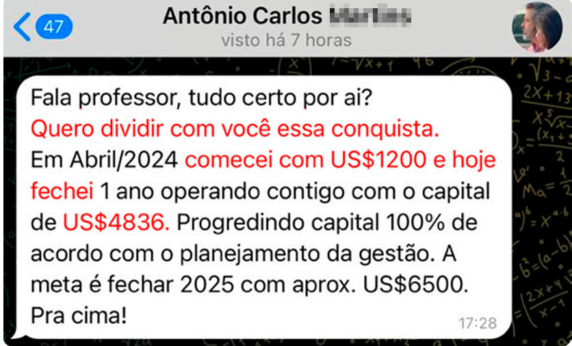 Ele saiu de 1400 dólares para 4836 dólares em 1 ano!